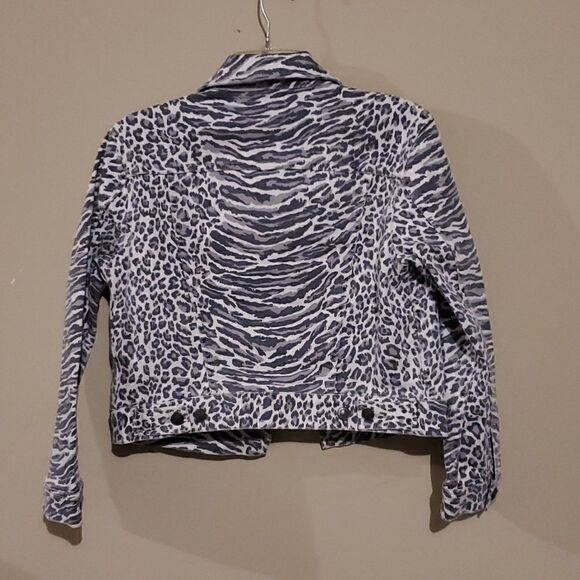 CURRENT ELLIOTT The Baby Trucker Leopard Print Women's Denim Jacket - Si… - Picture 4 of 11